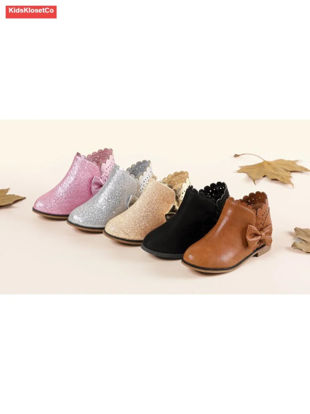 Girls Suede Ankle Boots with Bow Ruffle - Cute Slip On Zip
